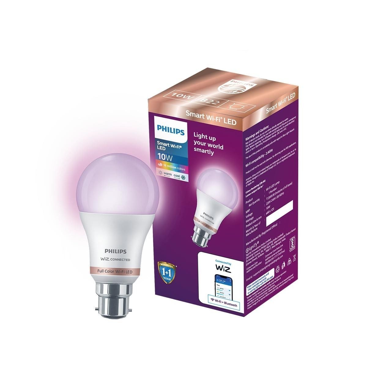 Philips Wiz 10w B22 Wi-fi Bluetooth Led Smart Bulb With Music Sync 449