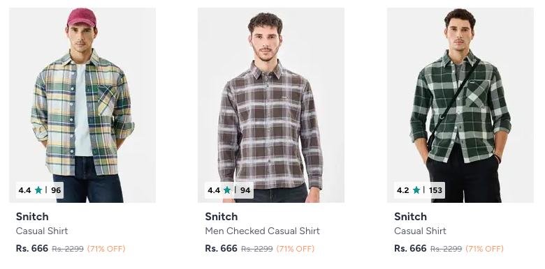 Myntra 77 On Snitch Men Shirts