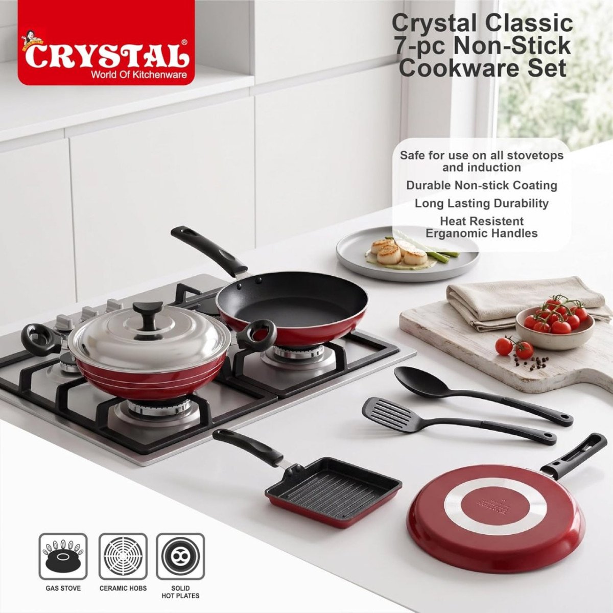 Crystal Classic Series 7-pc Non-stick Cookware Set