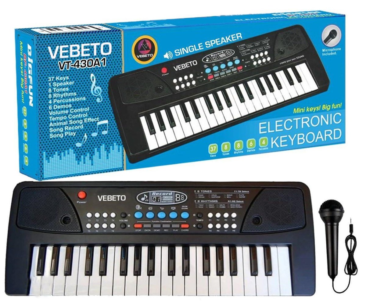 Vebeto Kids Piano Keyboard With Mic (1 Year Warranty) 37 Keys 8 Rhythms 8 Tones 6 Demos 699