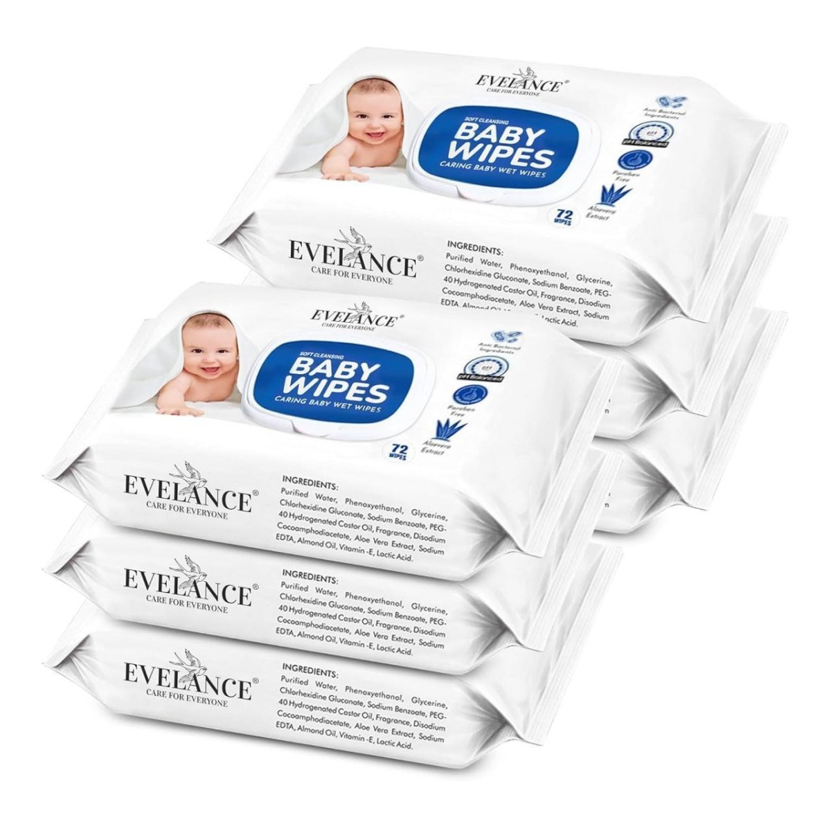 Soft Cleansing Baby Wipes With Lid 72 Wipes X 6-432 Wipes 274