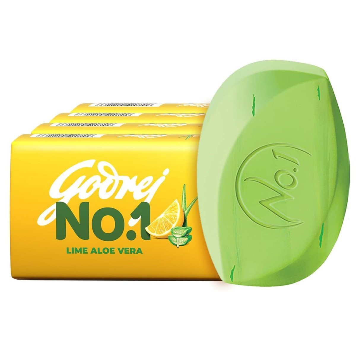 Godrej No 1 Bathing Soap Lime Aloe Vera Grade 1 Soap Long-lasting Fragrance Combo Pack Of 4 (150g Each) 144