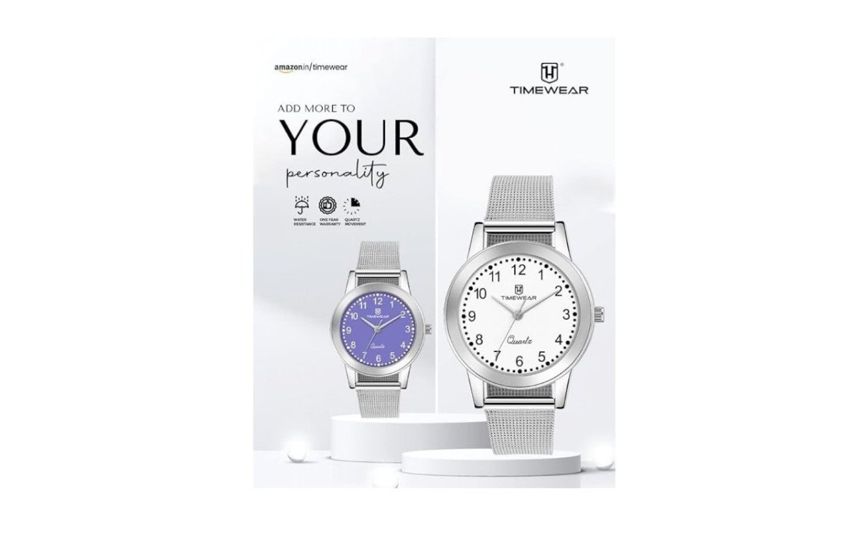 Amazon Timewear Analog Number Dial Stainless Steel