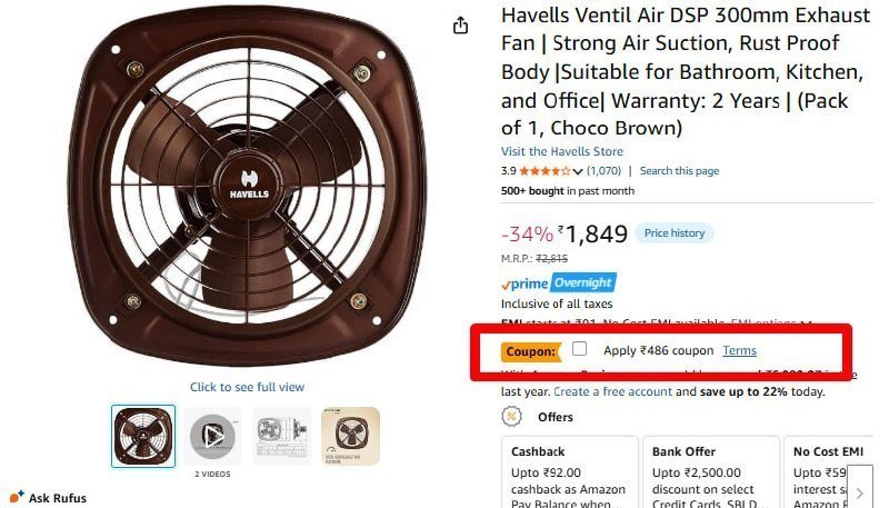 Havells Exhaust Fan Coupon
