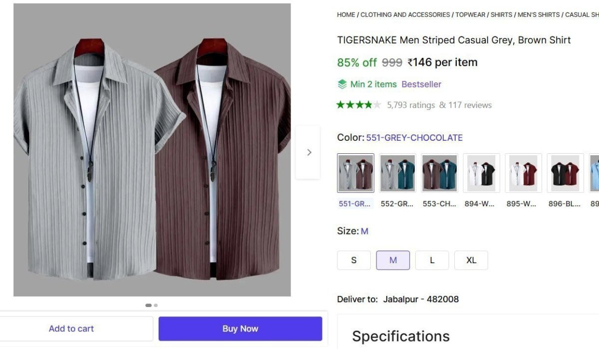 Men Striped Casual Shirt 146 Min 2 Buy
