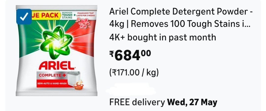 Ariel Detergent Powder 4kg At 684