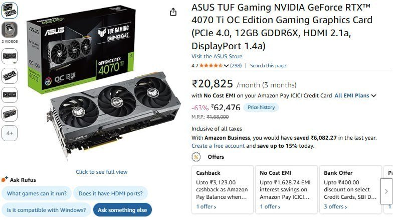 Asus Tuf Gaming Nvidia Geforce Rtx 4070 Ti Oc Edit