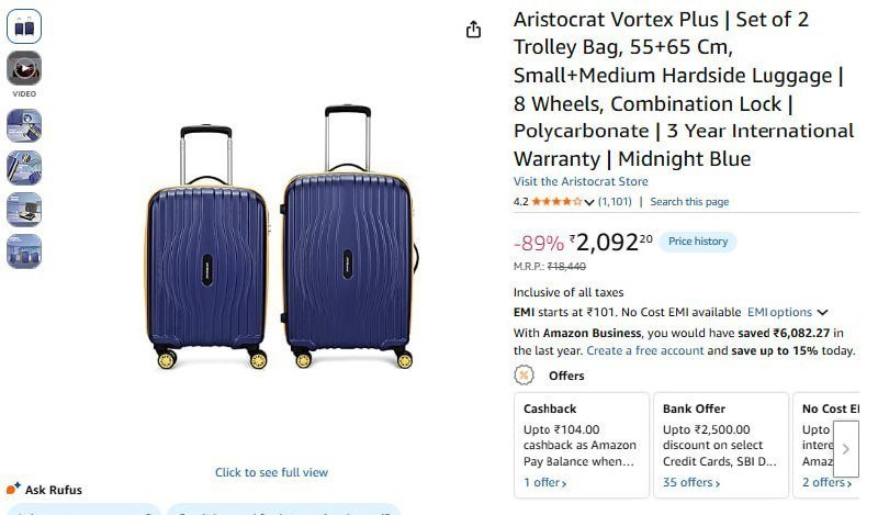 Aristocrat Set Of 2 Trolley Bag 55 65 Cm 2092