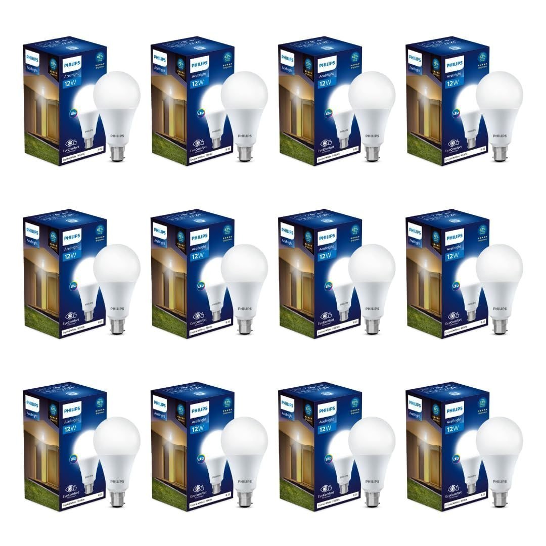 Philips Base B22 12 Watt Led Bulb (cool Day Light Pack Of 12) 1 220