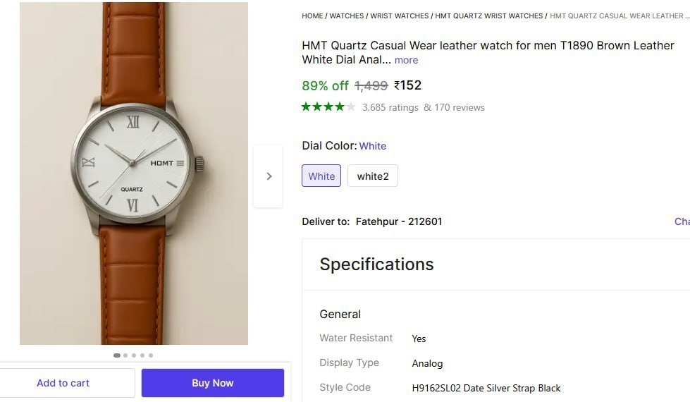 Hmt Analog Watch For Men 152