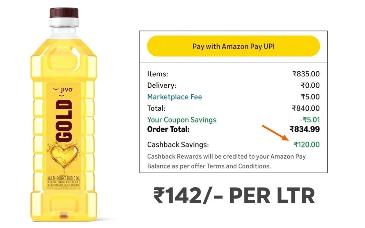 Back Jivo Rice Bran Sunflower Oil 5l 714 -buy 5 Qty Final Payment 834 - 120 Cashback At Checkout Pay Using Upi
