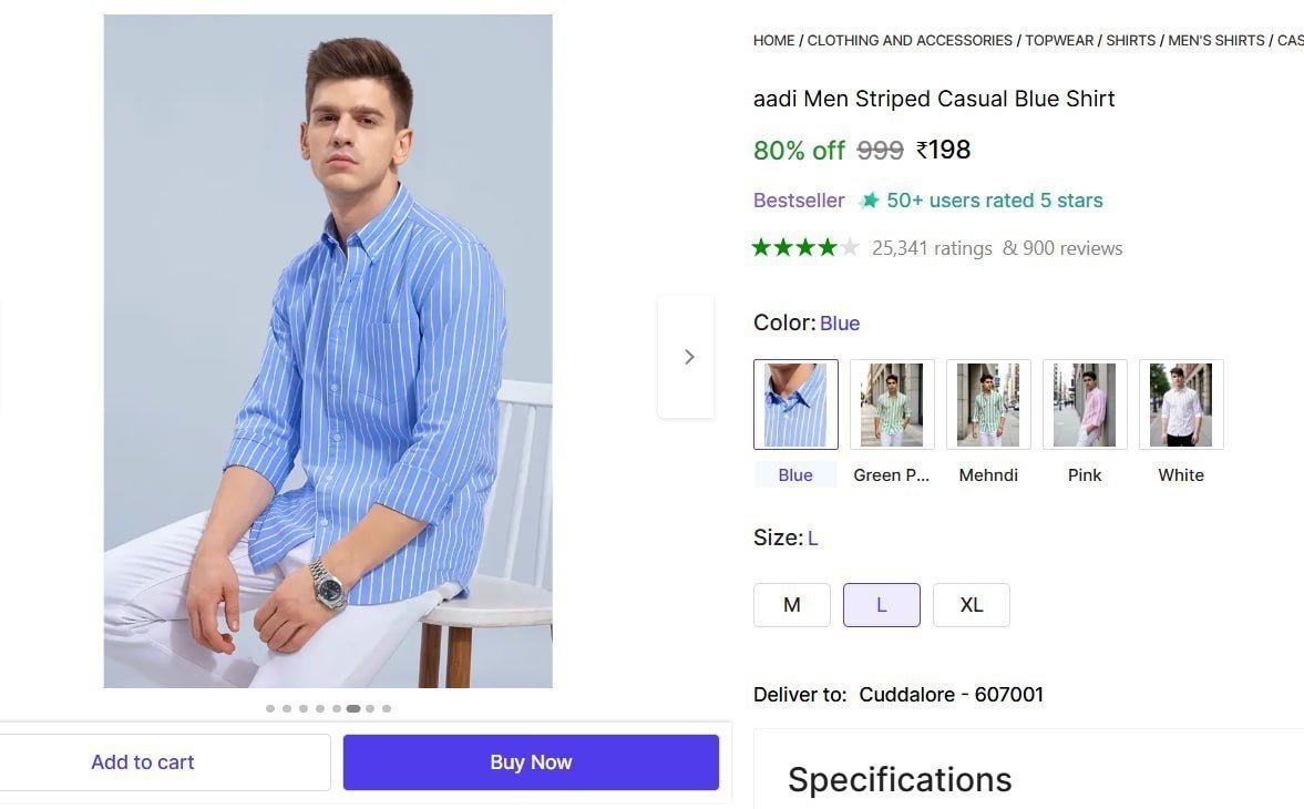 Men Striped Casual Blue Shirt 198
