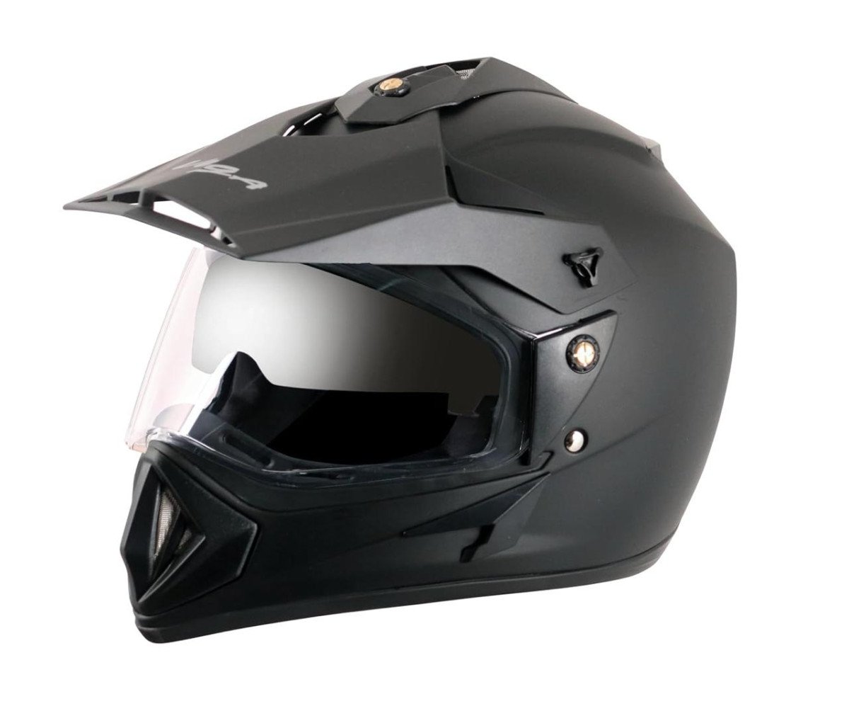 Vega Road Isi Certified Matt Finish Full Face Dual Visor With Peak Helmet 1