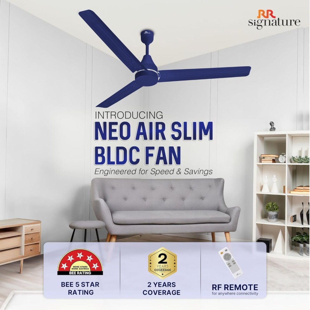 Rr Signature Neoair Mini Motor 1200mm Bldc Ceiling Fan 1999
