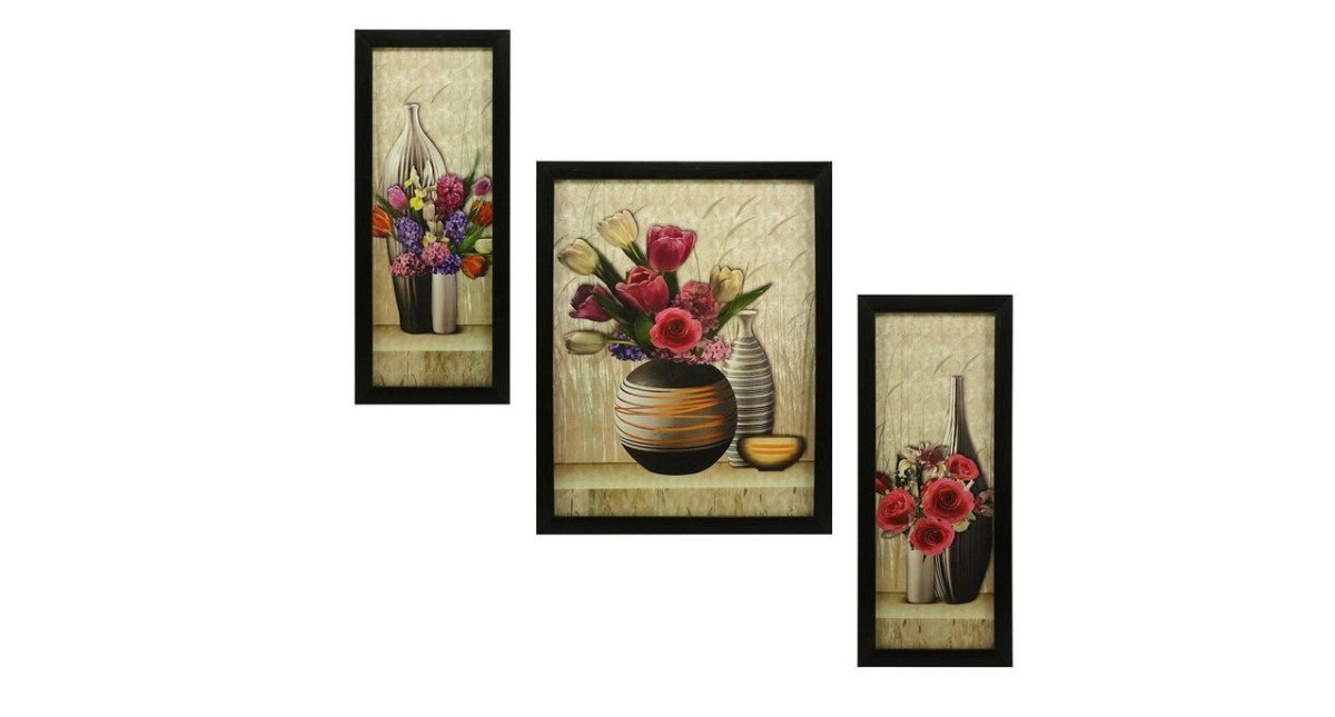 Amazon Indianara 3 Pc Set Of Floral Paintings Without Glass 213