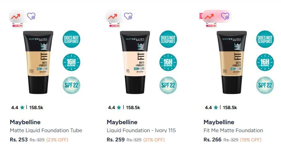 Myntra Loot Best Foundation Brands With Discounts Maybelline Lakme Sugar Pop Loreal Renee