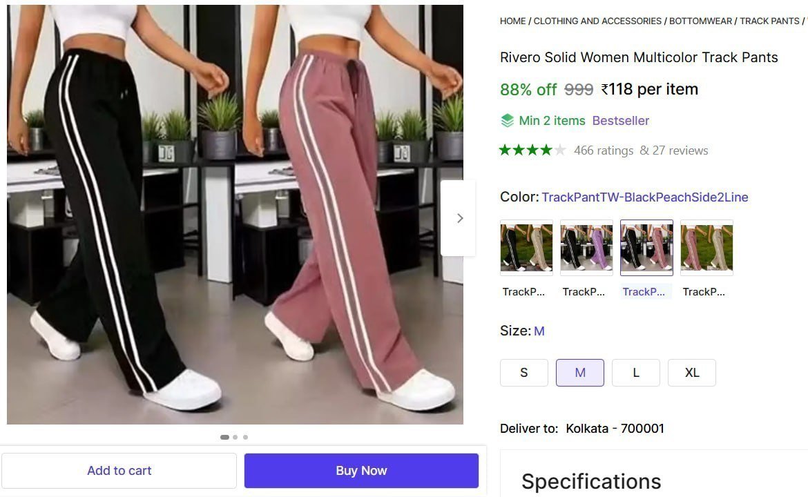 Women Solid Track Pants 118 Check Min Buy Quantity