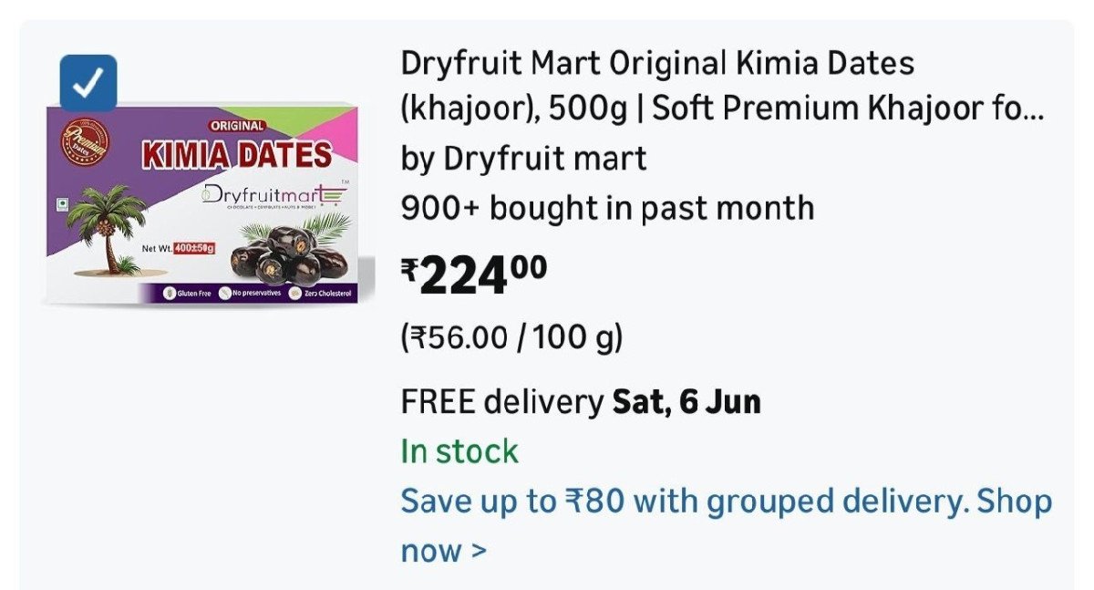 Loot Orginal Kimia Dates (khajoor) 500gm At 224 Buy Max Quantity