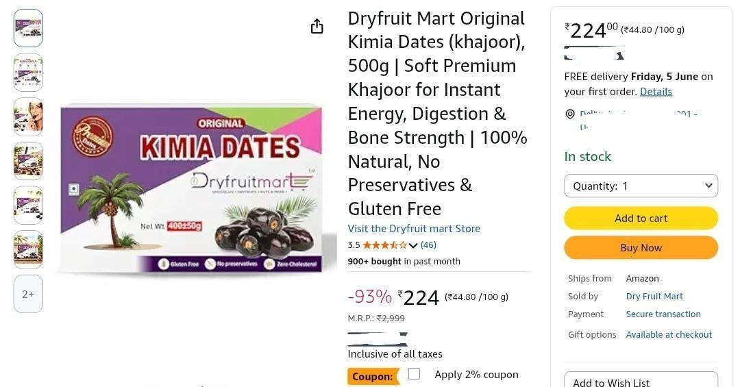 Loottt Fasttt Original Kimia Dates (khajoor) 500gm 224 Soft Premium Quality Dates Healthy Everyday Sweet Snack Budget Dry Fruit Dealbuy Now Buy Max Quan