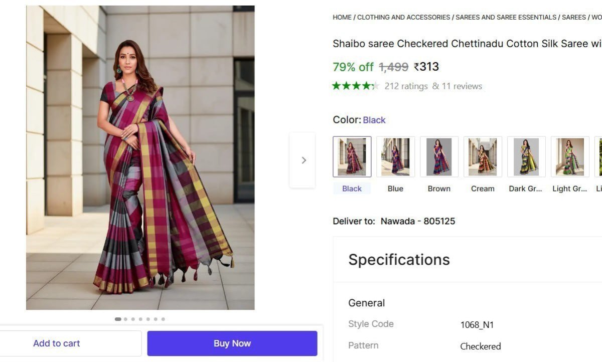 Chettinadu Cotton Silk Saree With Unstitched Blouse 313