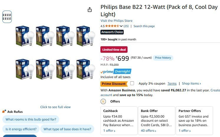 Philips Led Bulb 12w (pack Of 8) 699