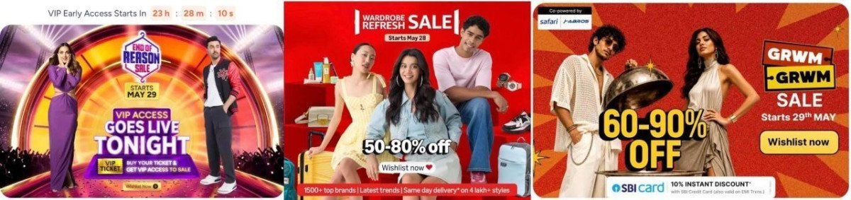 Upcoming 3 Fashion Sale Starting 28th May 1 Myntra Eors Sale Early Access For Vip Must Buy Pass Click Here2amazon Wardrobe Fashion Sale 3 Flipkart Grwm Sale