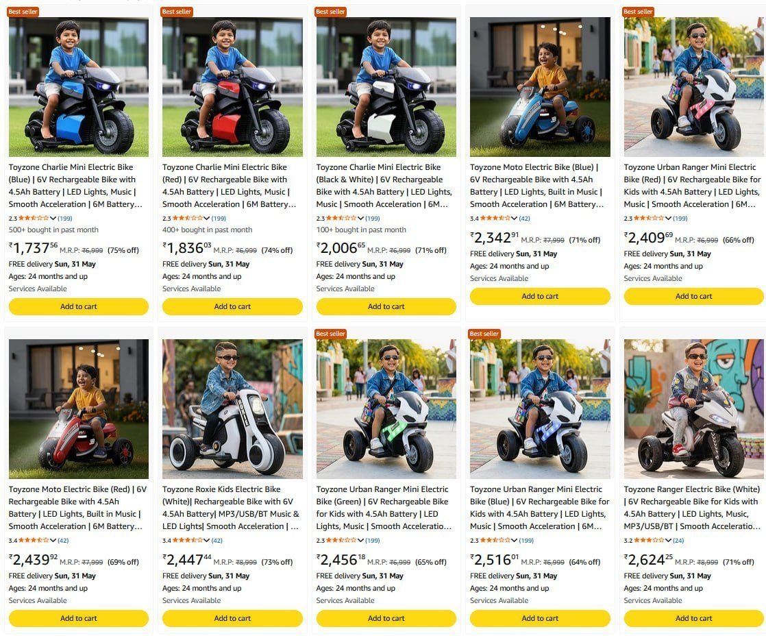 Looooottoyzone Electric Bike 75 Starting From