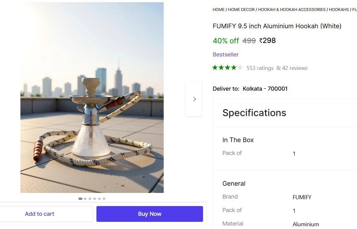 5 Inch Aluminium Hookah (white) 298