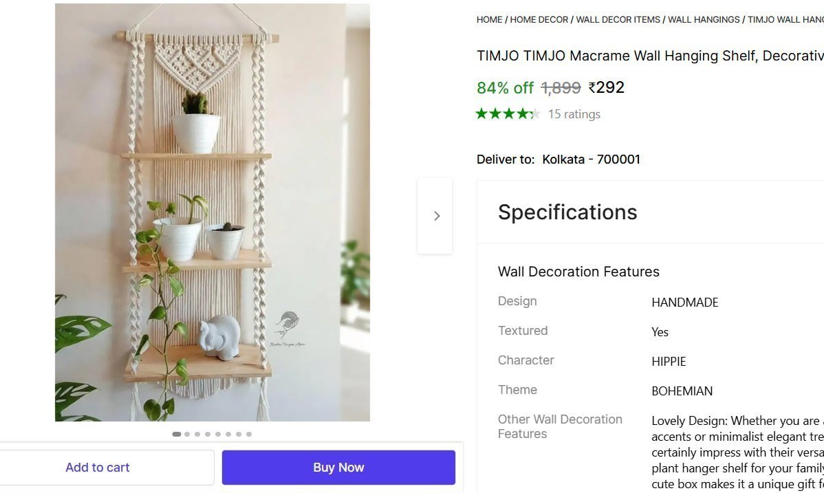 Macrame Wall Hanging Shelf 292