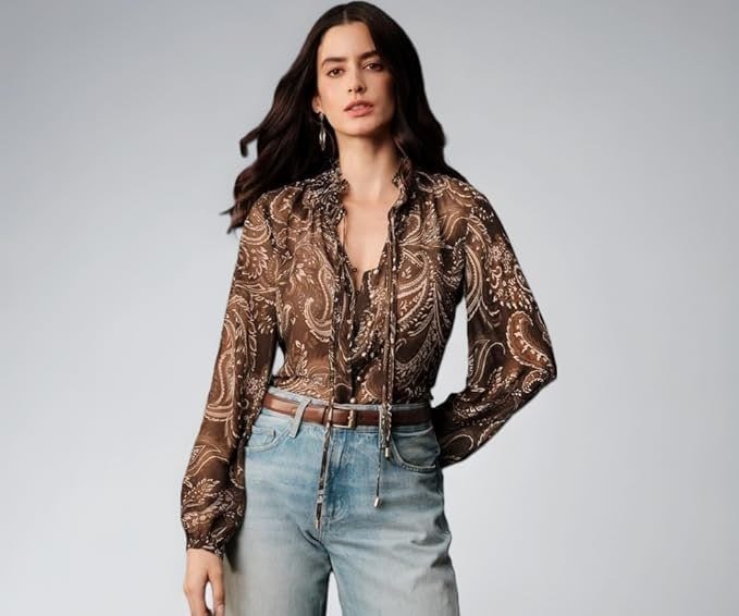 Women Shirt Women Top Cecily Paisley-trim Button-front Shirt 449