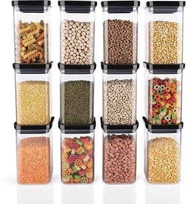 Airtight Plastic Unbreakable Square Containers Kitchen Storage Container Grocery Container Container Set - 1100ml (pack Of 8) Transparent 549