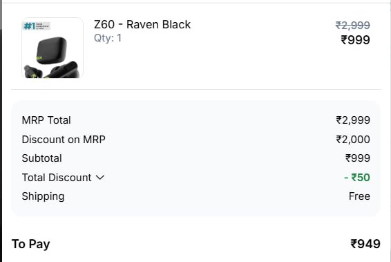 Boult Z60 Earbuds Loot Mrp 2999 Just 949 Apply Coupon Code Gboult-50 Extra 
