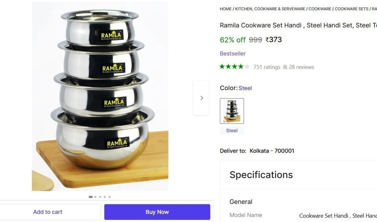 Induction Bottom Cookware Set 4 Pcs 373