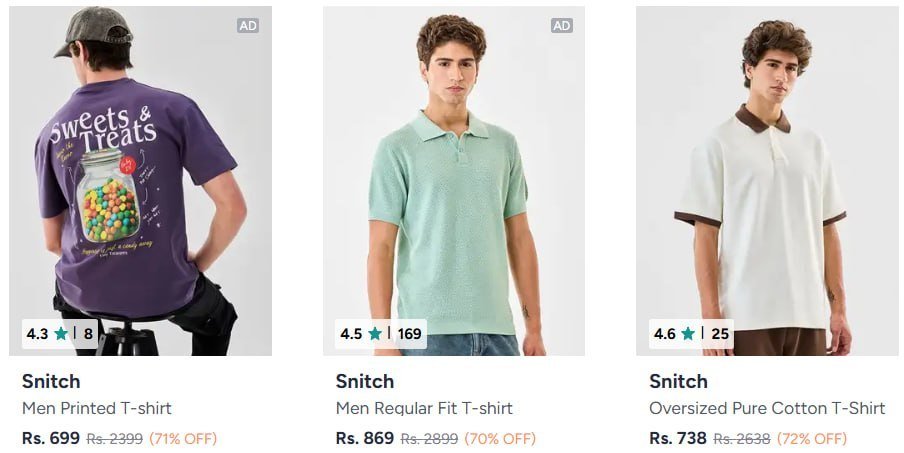 Myntra Loot 70 On Branded Men S T-shirts Snitch The Souled Store Pepe Jeans Allen Solly Adidas Originals