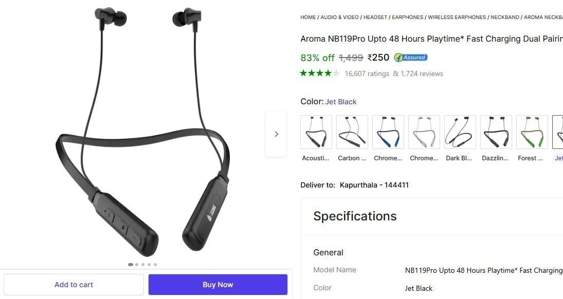 Aroma Bt Neckband 250 Best Ratings