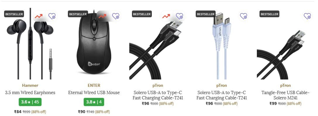 Ajio Loot Up To 93 Of Tech Gadgetsmaster Link Suggestion Hammer 3 5 Mm Wired Earphones 84 Enter Eternal Wired Usb Mouse 90 Ptron Solero Usb-a To Type-c Fast Charging Cable