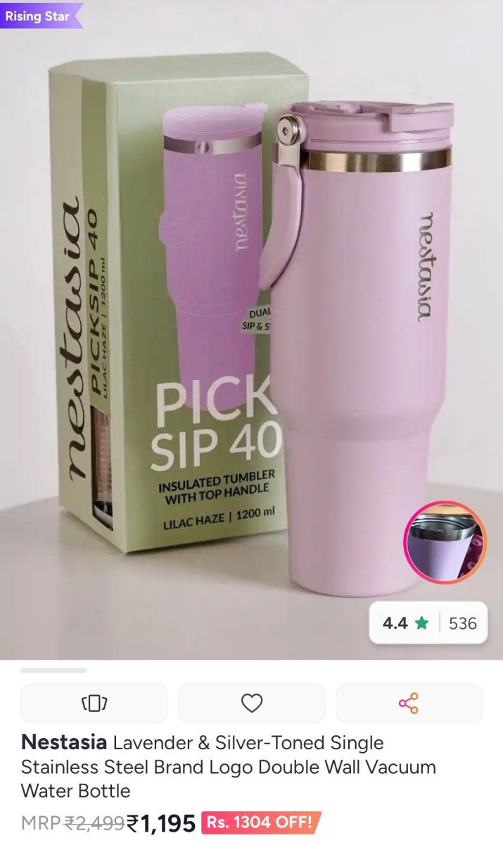 Myntra 52 On Stainless Steel Brand Logo Double Wall Vacuum Water Bottle At 