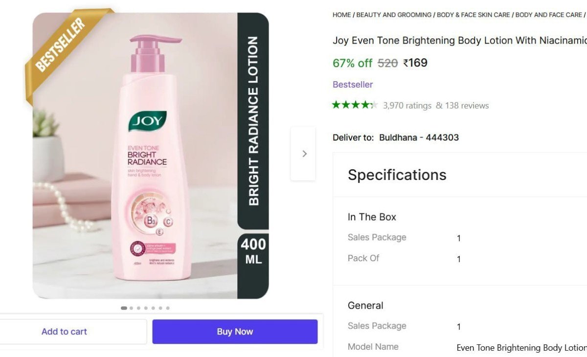 Ml Joy Even Tone Brightening Body Lotion 169