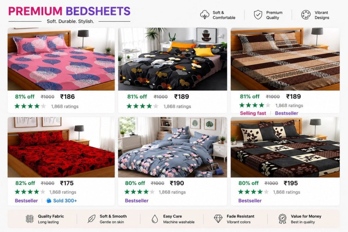 Double Bedsheet With 2 Pillow Cover189 189 175 190
