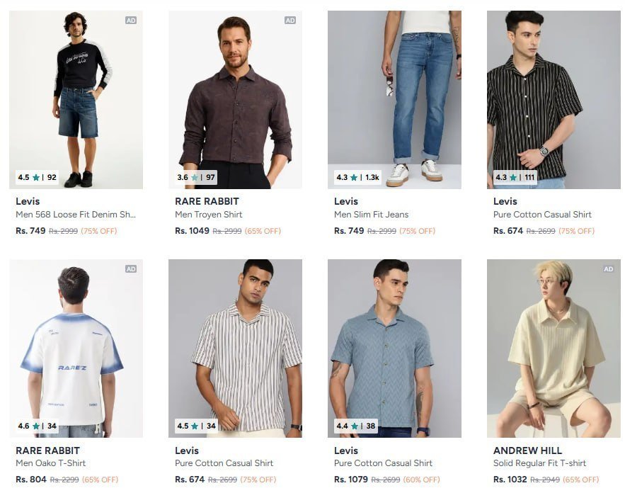 Loot Min 60 Top Branded Men S Clothing Levi S Tommy Hilfiger U S Polo Assn Rare Rabbit Jack Jones Pepe Jeans H M Wrogn