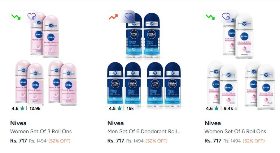 Myntra Nivea Loot Offersnivea Roll Ons 52 Offnivea Body Lotion 58 Offnivea Lip Balm 62 Nivea Deoderant 55 Offnivea Shower Gel 58 Offnivea Day Cream