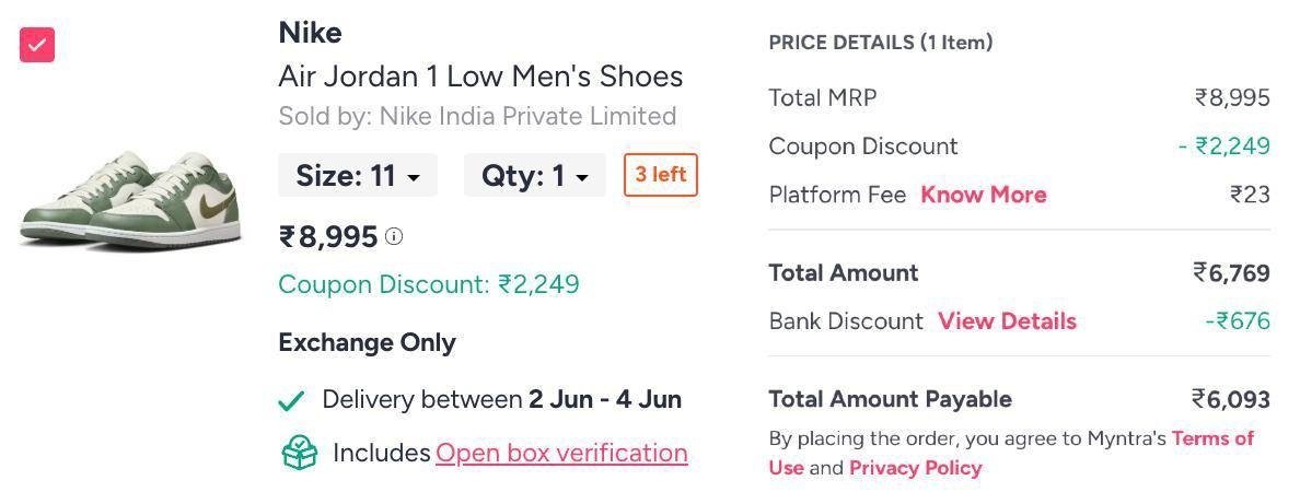 Myntra Loot Nike Air Jordan 1 At Rs 6093green Red Blue Masterlink Apply Cod