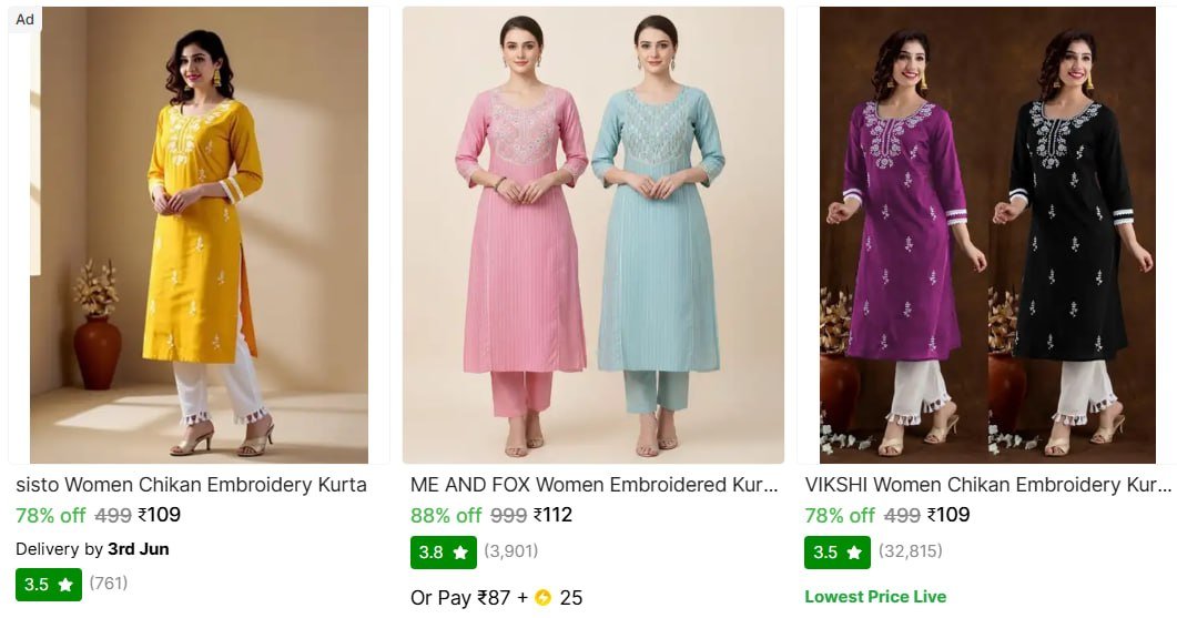 Women S Kurtas From 109