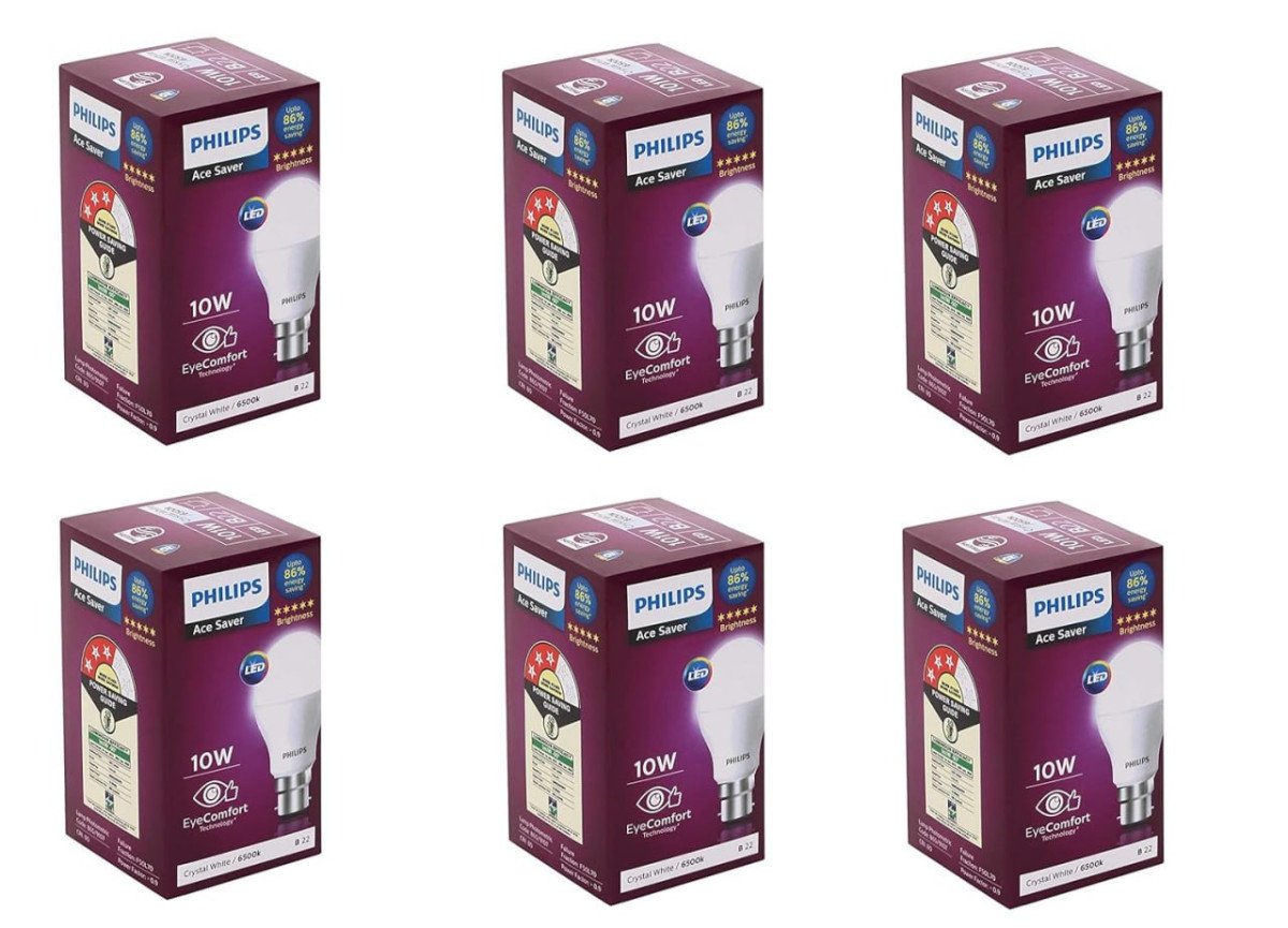 Philips Ace Saver 10w B22 Led Bulb 900lm Cool Day Light Pack Of 6 495