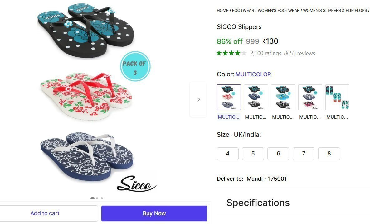 Slippers Pack Of 3 130