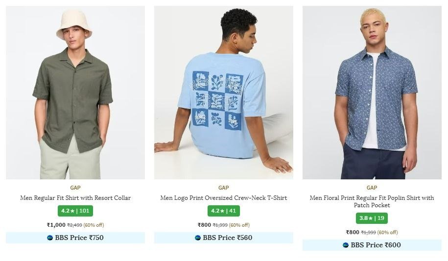 Ajio Flat 75 On Gap Clothing Apply Coupon Limited75 Men S Women S