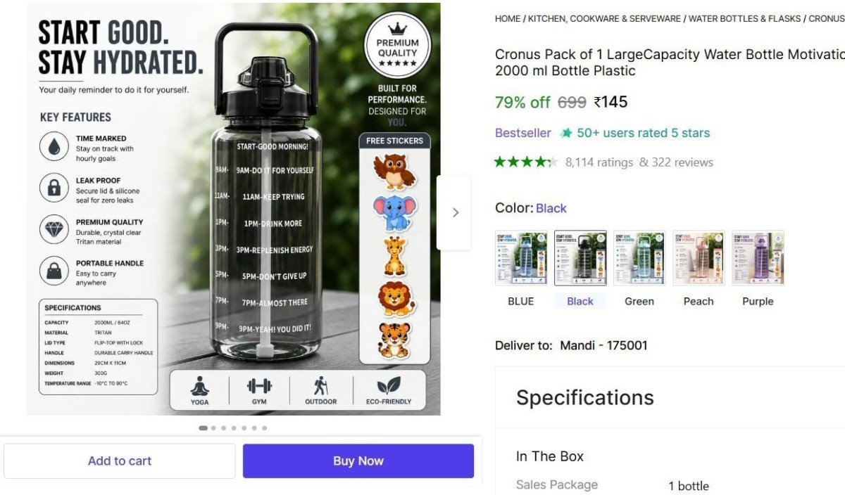 Motivational Water Bottle 2l 145