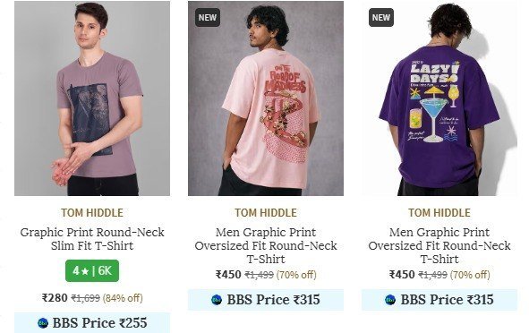 Ajio 84 On Oversized Tshirts Starts 280 Link