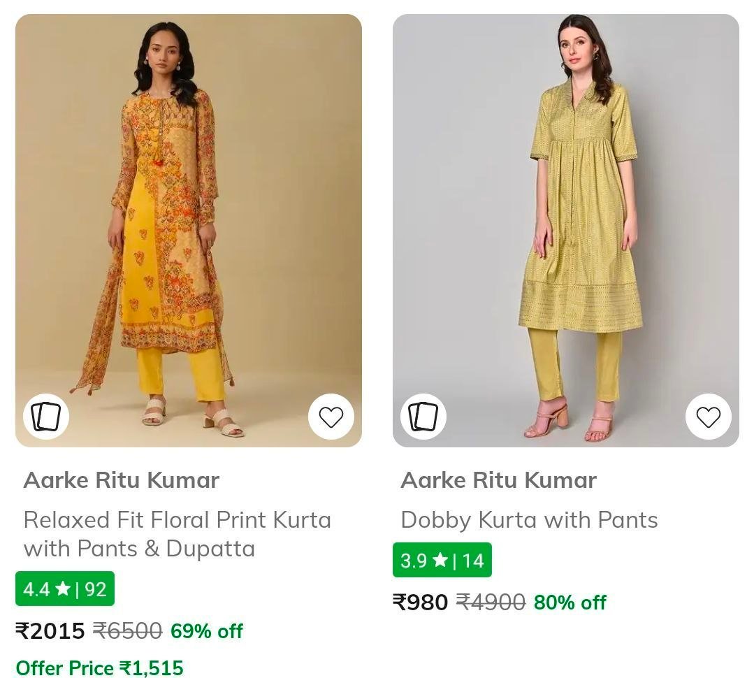 Ajio Premium Women S Luxury Fashionforever New Min 50 House Of Ritu Kumar Min 55 Bitiya By Bhama Biba Flat 70