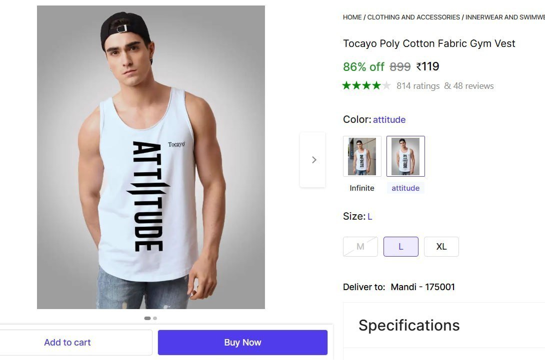 Cotton Fabric Gym Vest 119